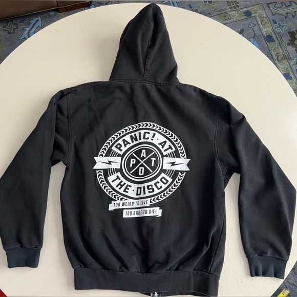 PATD | Panic! at the Disco TOO WEIRD TO LIVE Black Zip-Up Graphic Hoodie | Sz M - Picture 10 of 16